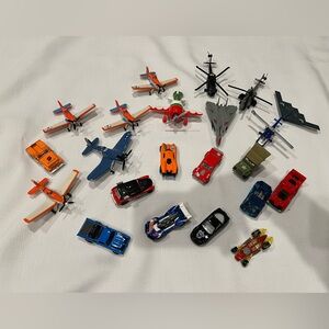 Mixed Lot Disney Planes Cars Plus Other  Toy Vehicles and Planes Helicopters